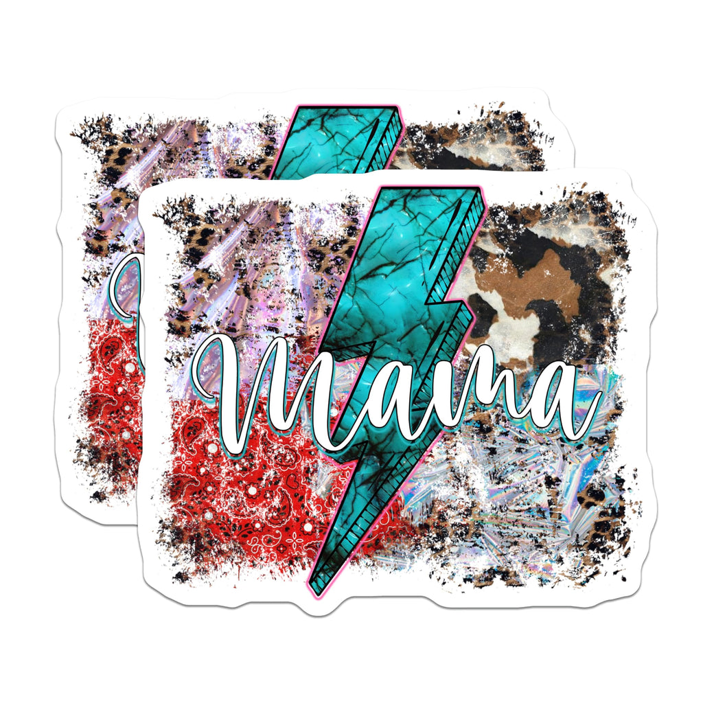 (2 Pack) Mama Lightning Bolt Magnets - Boho Western Style - Mom Life Decor - 5 Inches On Longest Side - Thick Durable Magnet - Made in USA - MAG25851