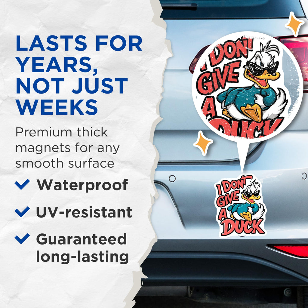 (2 Pack) Sassy Duck Magnets - I Dont Give a Duck - Attitude Duck - Funny Quote Magnets - 5" On Longest Side - Premium Magnet - for Cars, Refrigerators, Toolboxes, Lockers - Made in USA - MAG15686