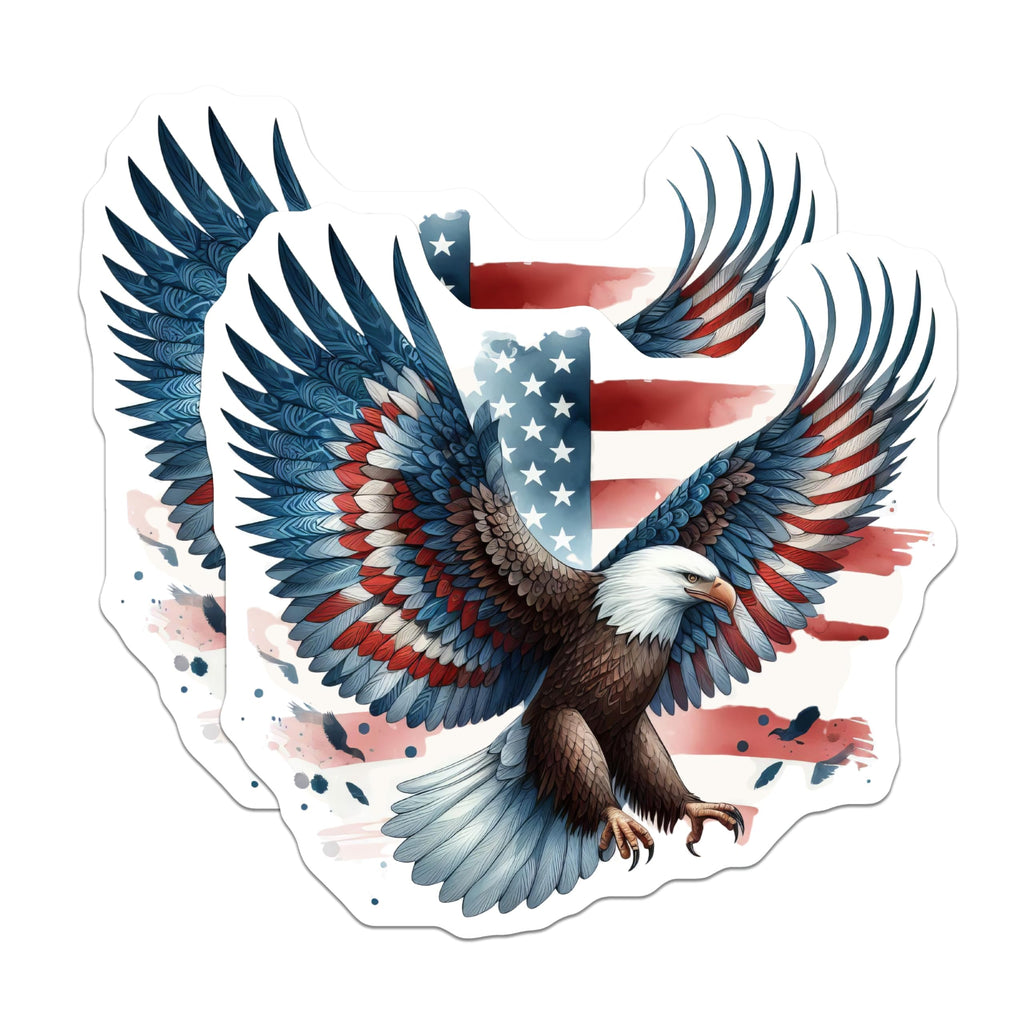 (2 Pack) Bald Eagle Magnets - American Flag Art - Patriotic USA Decor - 5 Inches On Longest Side - Thick Durable Magnet - Made in USA - MAG23005