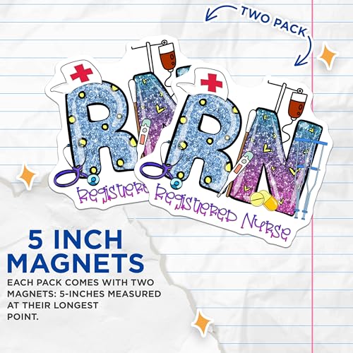 (2 Pack) RN Magnets Magnets - Nurse Appreciation - Healthcare Worker Magnet - 5" On Longest Side - Made in USA - Sticks to Refrigerators & Metal Surfaces - MAG9200