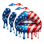 (3 Pack) Patriotic Lips Decals - American Flag Art - USA Lips Decal - 3 Inches On Longest Side - Easy Peel & Apply - Made in USA - 3MCS8587