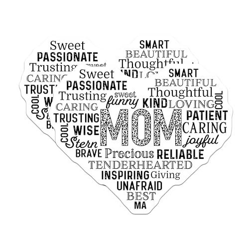 (2 Pack) Mom Word Art Magnets - Heart Shaped Mom Words - Inspirational Mother's Day Decor - 5" On Longest Side - for Cars, Fridges, Toolboxes - Made in USA - MAG7185