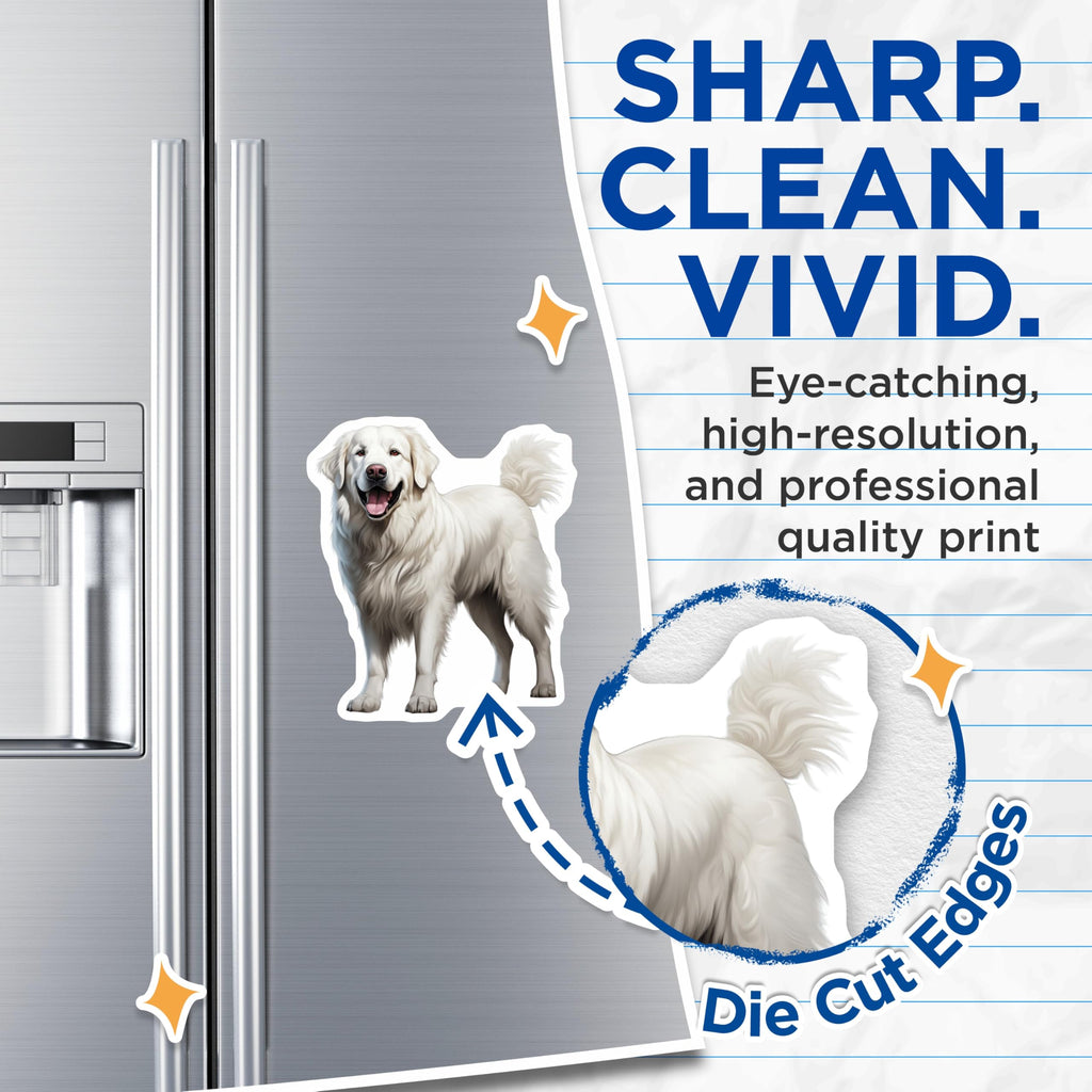 (2 Pack) Great Pyrenees Magnets - Happy White Fluffy Dog Art - Majestic Pet Breed Decor - Animal Lover Collectible - 5 Inches On Longest Side - Thick Durable Magnet - Made in USA - MAG23437