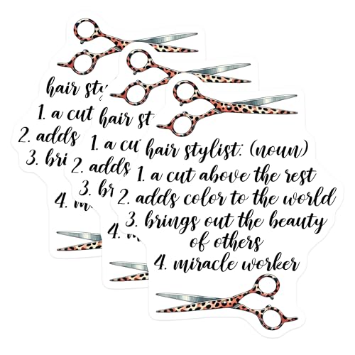 (3 Pack) Hair Stylist Definition Decals - Cosmetologist Quote - Salon Profession Decals - 3 Inches On Longest Side - Easy Peel & Apply - Made in USA - 3MCS6342