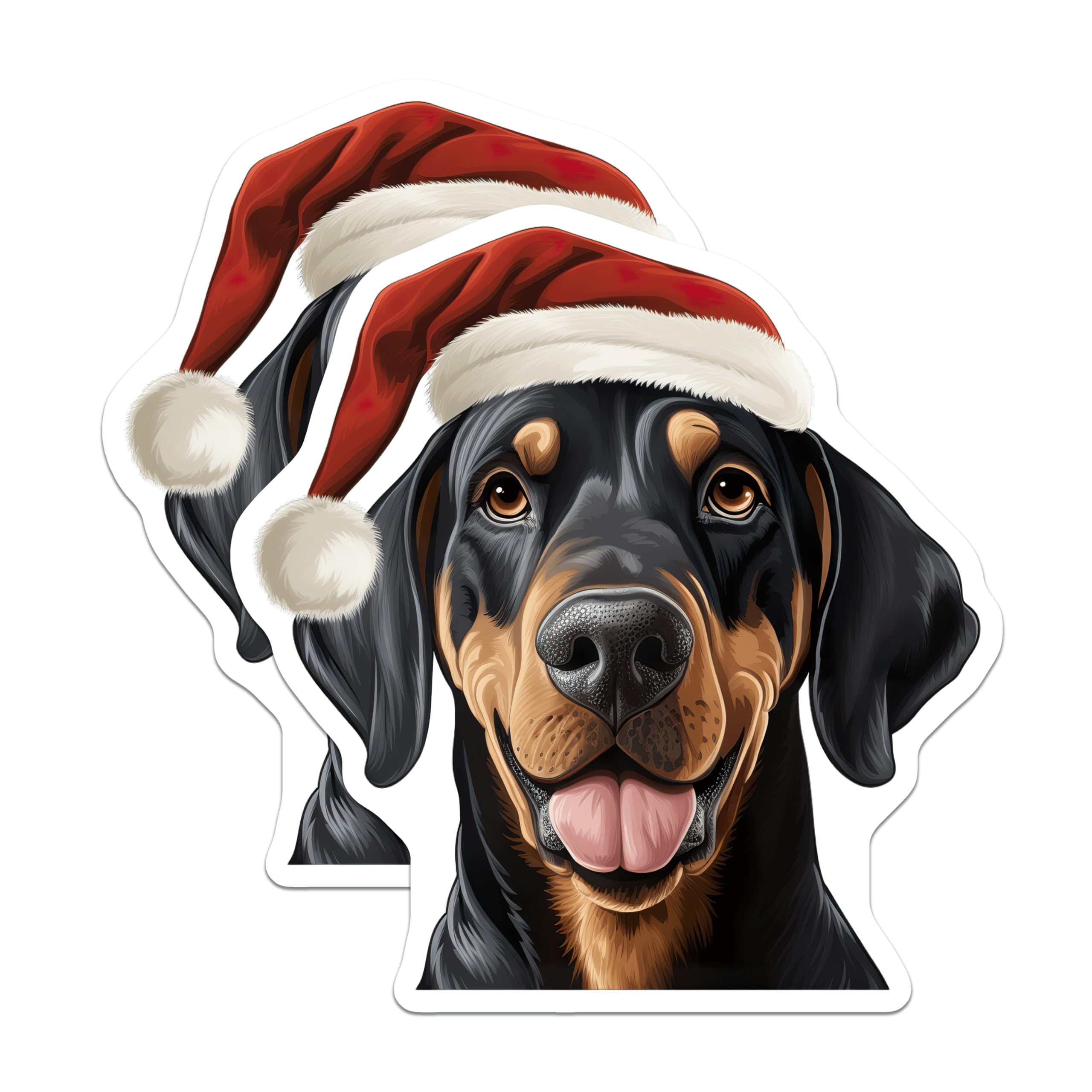 (2 Pack) Christmas Dog Magnets - Santa Hat Pet Decor - Festive Animal Kitchen Accent - 5 Inches On Longest Side - Thick Durable Magnet - Made in USA - MAG30190