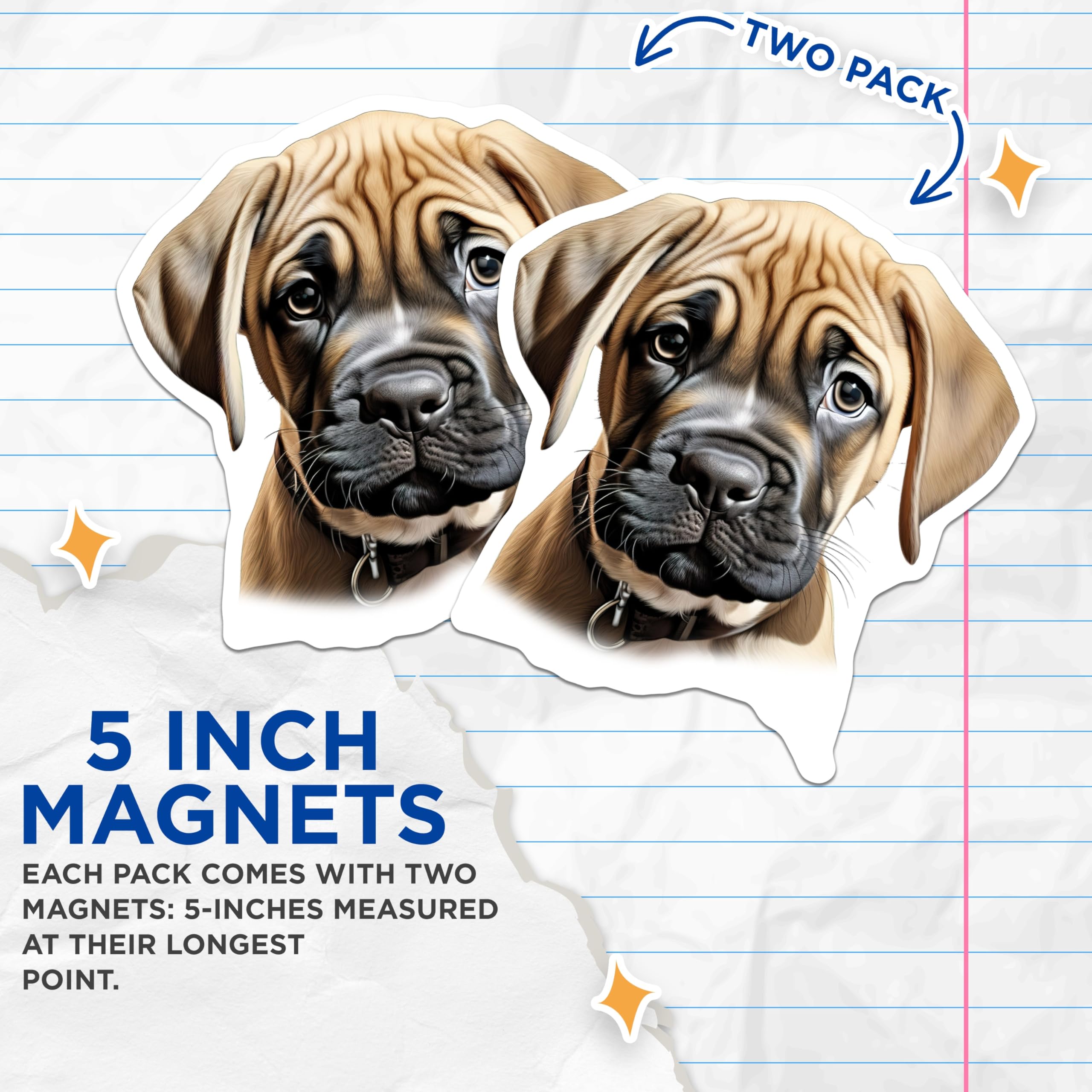 (2 Pack) Sad Puppy Eyes Magnets - Adorable Dog Lover Art - Pet Parent Refrigerator Decor - 5 Inches On Longest Side - Thick Durable Magnet - Made in USA - MAG25893
