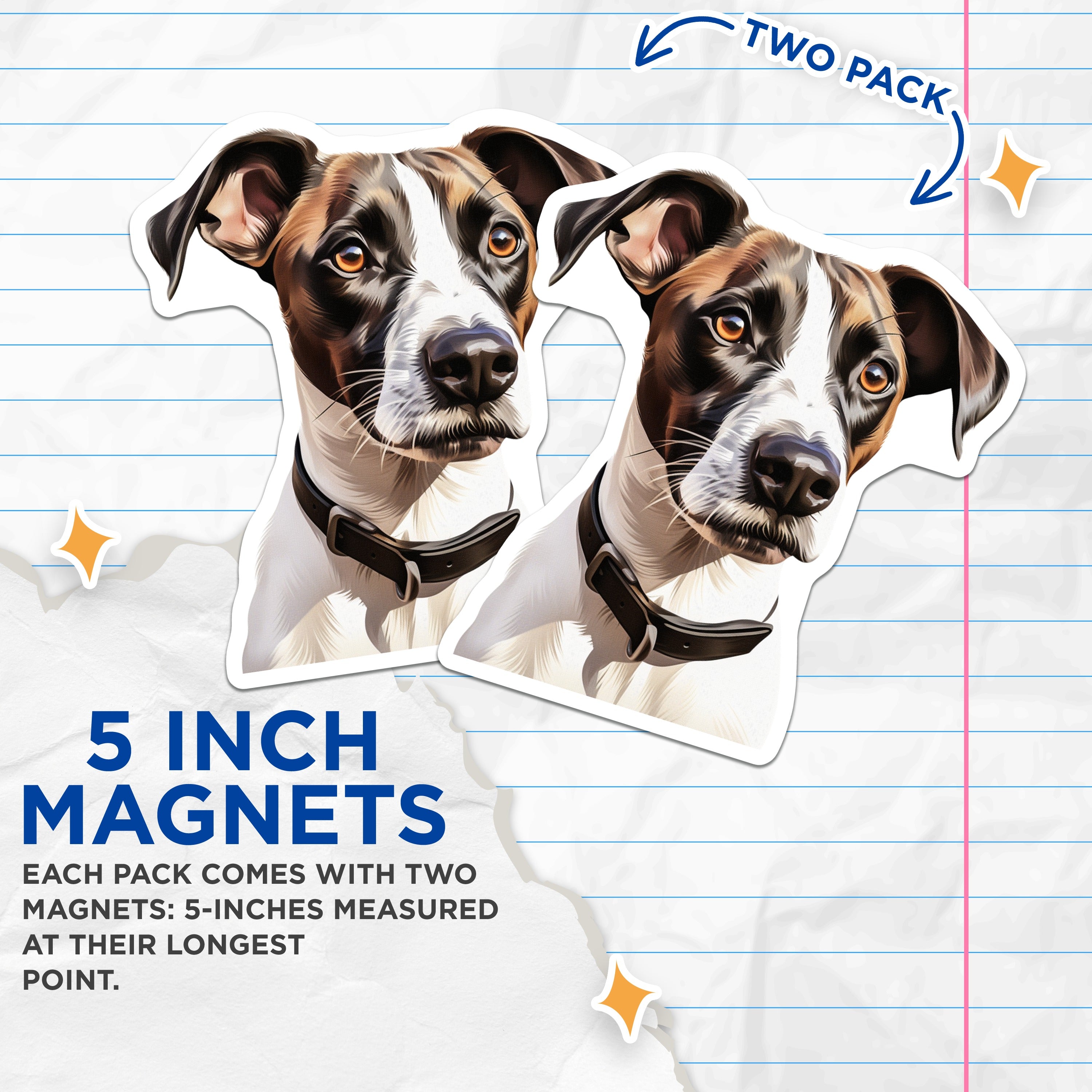 (2 Pack) Terrier Dog Magnets - Realistic Dog Art - Pet Lover Fridge Decor - Dog Mom Dad Gifts Animal Art - 5 Inches On Longest Side - Thick Durable Magnet - Made in USA - MAG37933