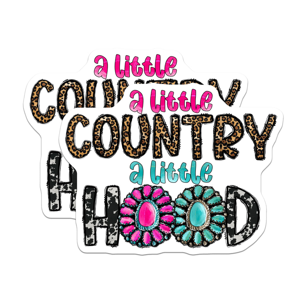 (2 Pack) A Little Country A Little Hood Magnets - Leopard Print Cowhide - Western Style Truck Fridge Decor - 5 Inches On Longest Side - Thick Durable Magnet - Made in USA - MAG29156