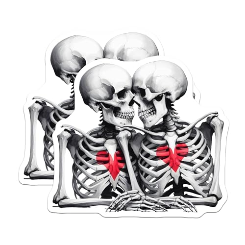 (2 Pack) Skeleton Couple Magnets - Skull Art - Romantic Skeletons - Gothic Skeleton Decor - Skeleton Love Design - 5" On Longest Side - for Cars, Fridges, Toolboxes - Made in USA - MAG6876
