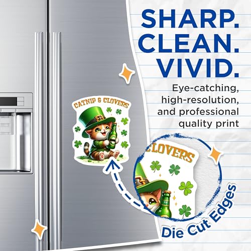 (2 Pack) Catnip and Clovers Magnets - St. Patrick's Day Decor - 5" On Longest Side - for Cars, Fridges, Toolboxes - Made in USA - MAG8114