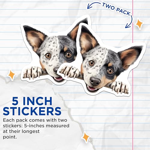 (2 Pack) Cute Dog Stickers - Animal Art - Pet Lover - 5" On Longest Side - Sticks to Smooth Flat Surfaces - Made in USA - BMCS9839
