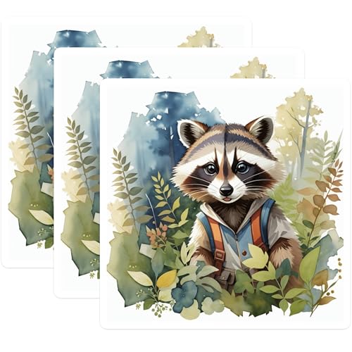 (3 Pack) Raccoon Decals - Cute Animal Stickers - Laptop Decal - 3 Inches On Longest Side - Easy Peel & Apply - Made in USA - 3MCS7469