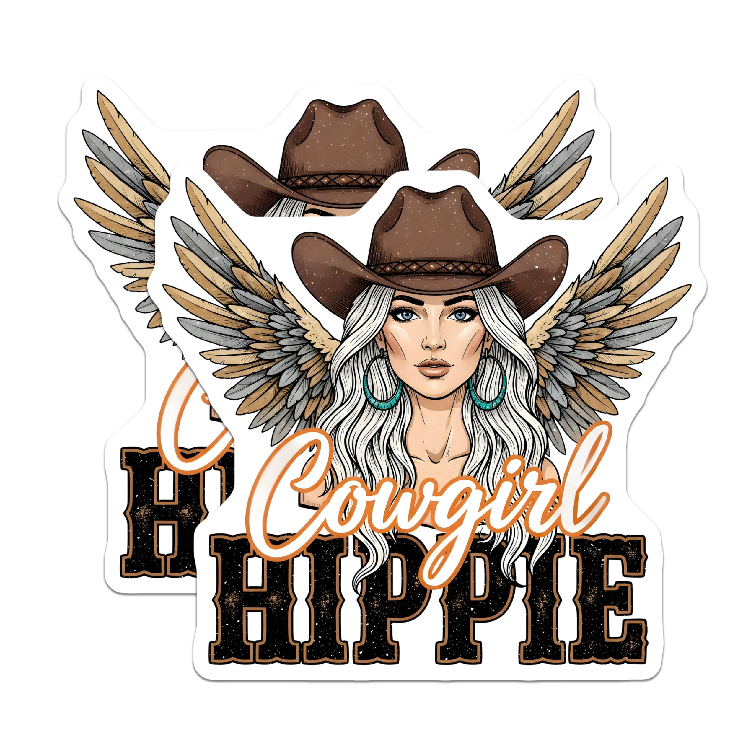 (2 Pack) Cowgirl Hippie Magnets - Western Boho Decor - Free Spirit Truck Accessories for Her - 5 Inches On Longest Side - Thick Durable Magnet - Made in USA - MAG28057