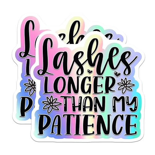 (2 Pack) Lashes Longer Than My Patience Magnets - Funny Quote Magnets - Humorous Home Magnets - 5" On Longest Side - for Cars, Fridges, Toolboxes - Made in USA - MAG4122