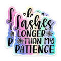 (2 Pack) Lashes Longer Than My Patience Magnets - Funny Quote Magnets - Humorous Home Magnets - 5" On Longest Side - for Cars, Fridges, Toolboxes - Made in USA - MAG4122