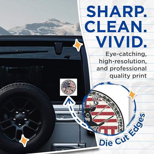 (2 Pack) American Wildlife Stickers - Deer and Bass - Hunting and Fishing Enthusiast - 5" On Longest Side - Sticks to Smooth Flat Surfaces - Made in USA - BMCS9954