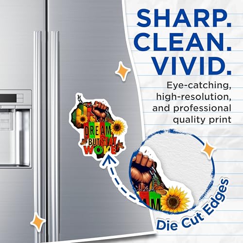 (2 Pack) Dream But Stay Woke Magnets - 5" On Longest Side - for Cars, Fridges, Toolboxes - Made in USA - MAG7851