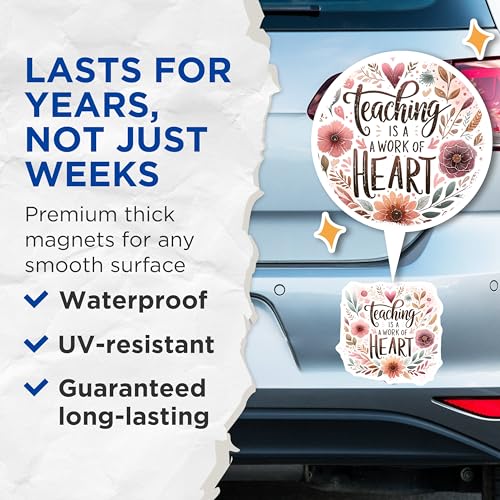 (2 Pack) Teaching Magnets - Teacher Appreciation - Inspirational Magnets - Motivational Encouragement - 5" On Longest Side - for Cars, Fridges, Toolboxes - Made in USA - MAG4425