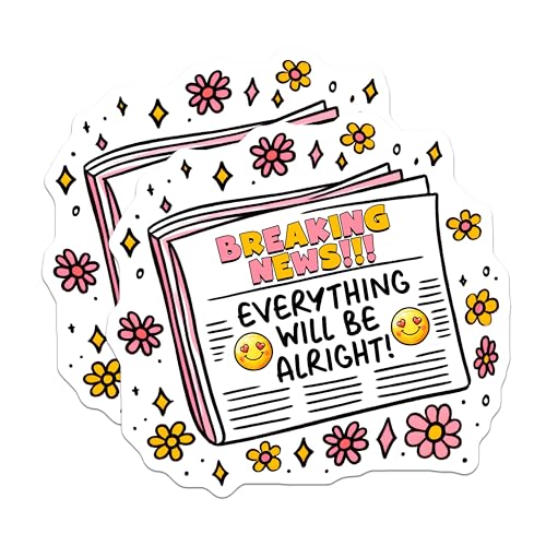 (2 Pack) Breaking News Stickers - Motivational Quote - Positivity for Journals and Notebooks - 5" On Longest Side - Sticks to Smooth Flat Surfaces - Made in USA - BMCS7510