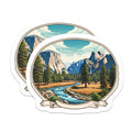 (2 Pack) Yosemite Valley Landscape Magnets - Majestic National Park Scenery Art - Wild River Mountain View Adventure Decor - 5 Inches On Longest Side - Thick Durable Magnet - Made in USA - MAG21965