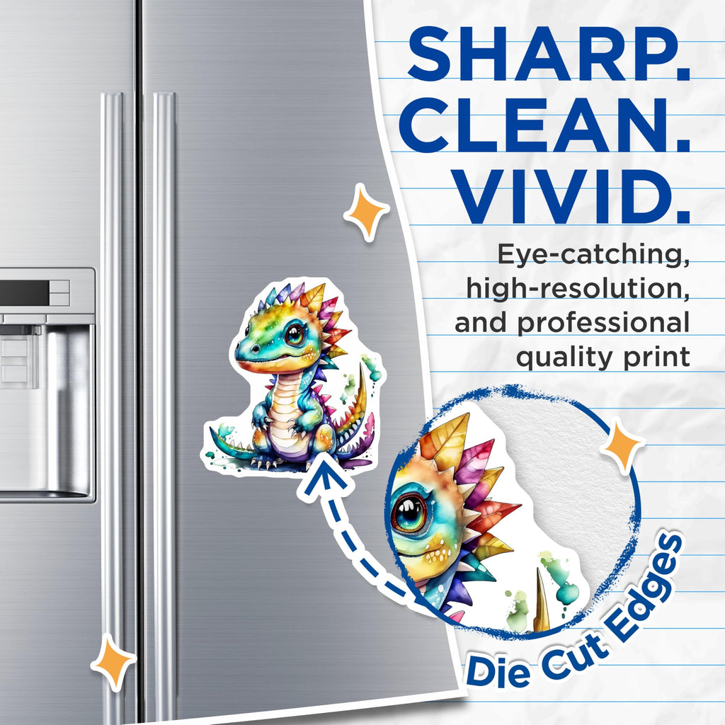 (2 Pack) Cute Dragon Magnets - Rainbow Dragon Decor - Fantasy Creature Magnets - 5" On Longest Side - Premium Magnet - for Cars, Refrigerators, Toolboxes, Lockers - Made in USA - MAG16053