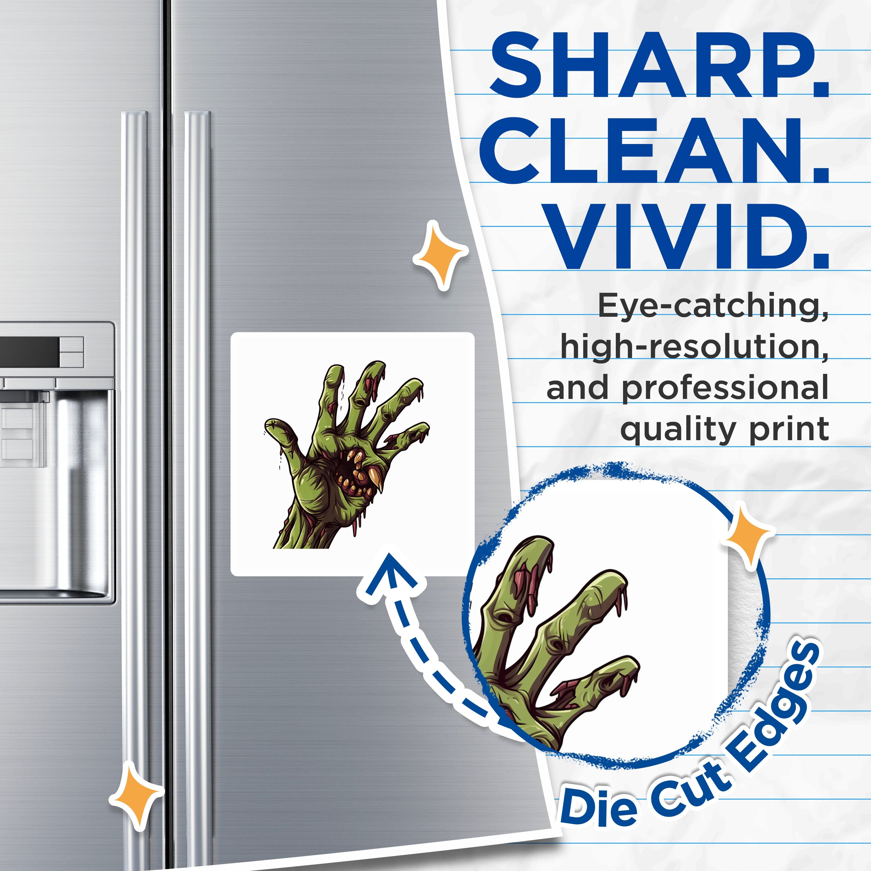 (2 Pack) Zombie Hand Mouth Magnets - Horror Art Refrigerator Decor - Halloween Spooky Locker Accessory - 5 Inches On Longest Side - Thick Durable Magnet - Made in USA - MAG37382