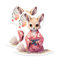 (2 Pack) Fennec Fox Magnets - Kimono Animal - Cute Floral Japanese Style Fridge Decor - 5" On Longest Side - Premium Magnet - for Cars, Refrigerators, Toolboxes, Lockers - Made in USA - MAG16631