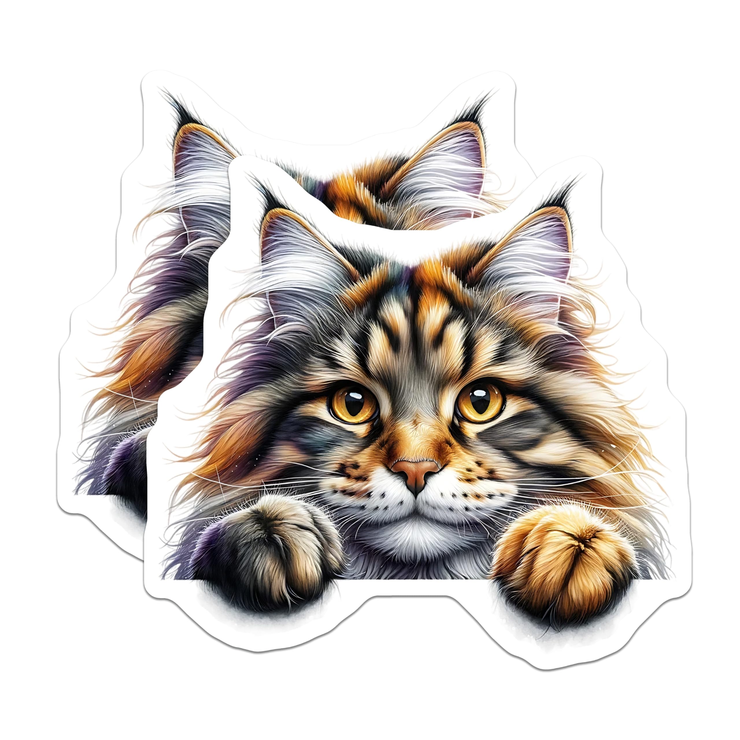 (2 Pack) Maine Coon Magnets - Striped Cat Refrigerator Magnet - Pet Lover Novelty Decor - 5" On Longest Side - Premium Magnet - for Cars, Refrigerators, Toolboxes, Lockers - Made in USA - MAG15177