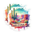 (2 Pack) Arizona Desert Stickers - Western Landscape - Cactus Grand Canyon Art - 5" On Longest Side - Sticks to Smooth Flat Surfaces - Made in USA - BMCS6814