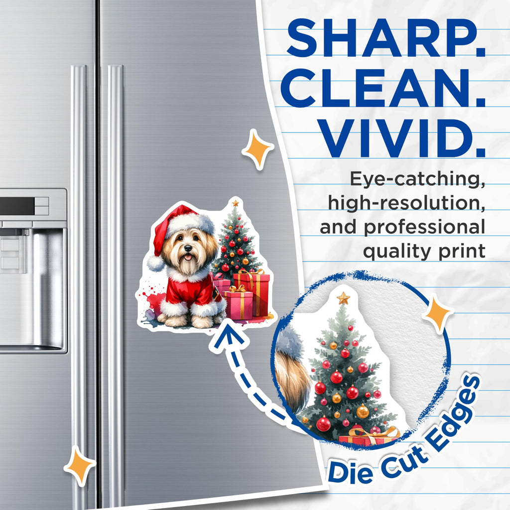 (2 Pack) Santa Dog Christmas Magnets - Havanese Shih Tzu Decor - Holiday Pet Lover Accessories - 5 Inches On Longest Side - Thick Durable Magnet - Made in USA - MAG26150