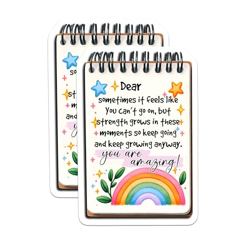(2 Pack) Motivational Quote Stickers - Positive Words - Rainbow Design - 5" On Longest Side - Sticks to Smooth Flat Surfaces - Made in USA - BMCS8321