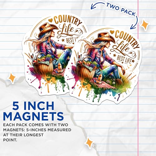 (2 Pack) Country Life Magnets - Best Life - Farmhouse DÃƒÂ©cor Magnet - Country Living Decoration - 5" On Longest Side - for Cars, Fridges, Toolboxes - Made in USA - MAG6603