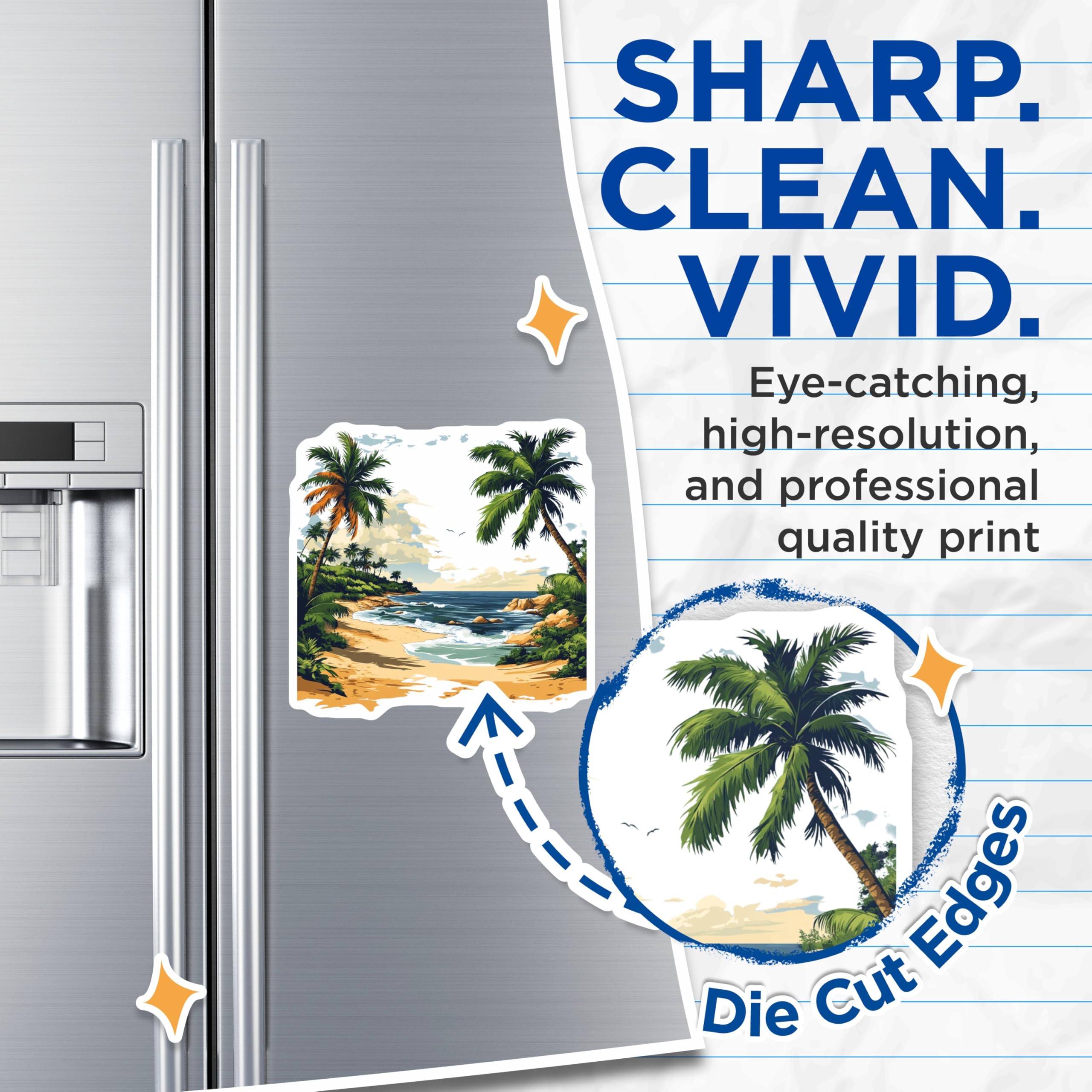 (2 Pack) Tropical Beach Magnets - Palm Tree Ocean Wave Decor - Summer Vacation Souvenirs - 5 Inches On Longest Side - Thick Durable Magnet - Made in USA - MAG25320