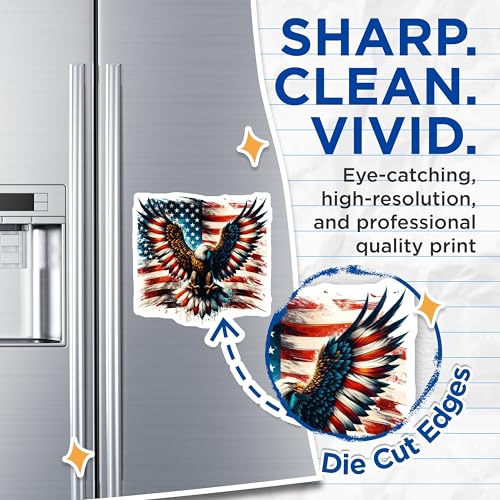 (2 Pack) American Eagle Flag Magnets - Bald Eagle Magnets - Patriotic Home Decor - USA Pride Magnets - 5" On Longest Side - for Cars, Fridges, Toolboxes - Made in USA - MAG6953
