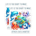 (2 Pack) Cute Ocean Life Stickers - Kawaii Marine Animals - Inspirational Quotes - 5" On Longest Side - Sticks to Smooth Flat Surfaces - Made in USA - BMCS7950