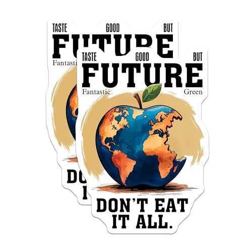 (2 Pack) Taste The Future Stickers - Funny Environmental Art - Global Awareness - 5" On Longest Side - Sticks to Smooth Flat Surfaces - Made in USA - BMCS7688