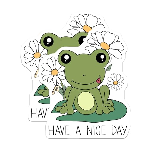 (2 Pack) Frog Magnets - Cute Frog - Inspirational Quote Magnets - Have a Nice Day - Fun Animal Magnets - 5" On Longest Side - for Cars, Fridges, Toolboxes - Made in USA - MAG6574