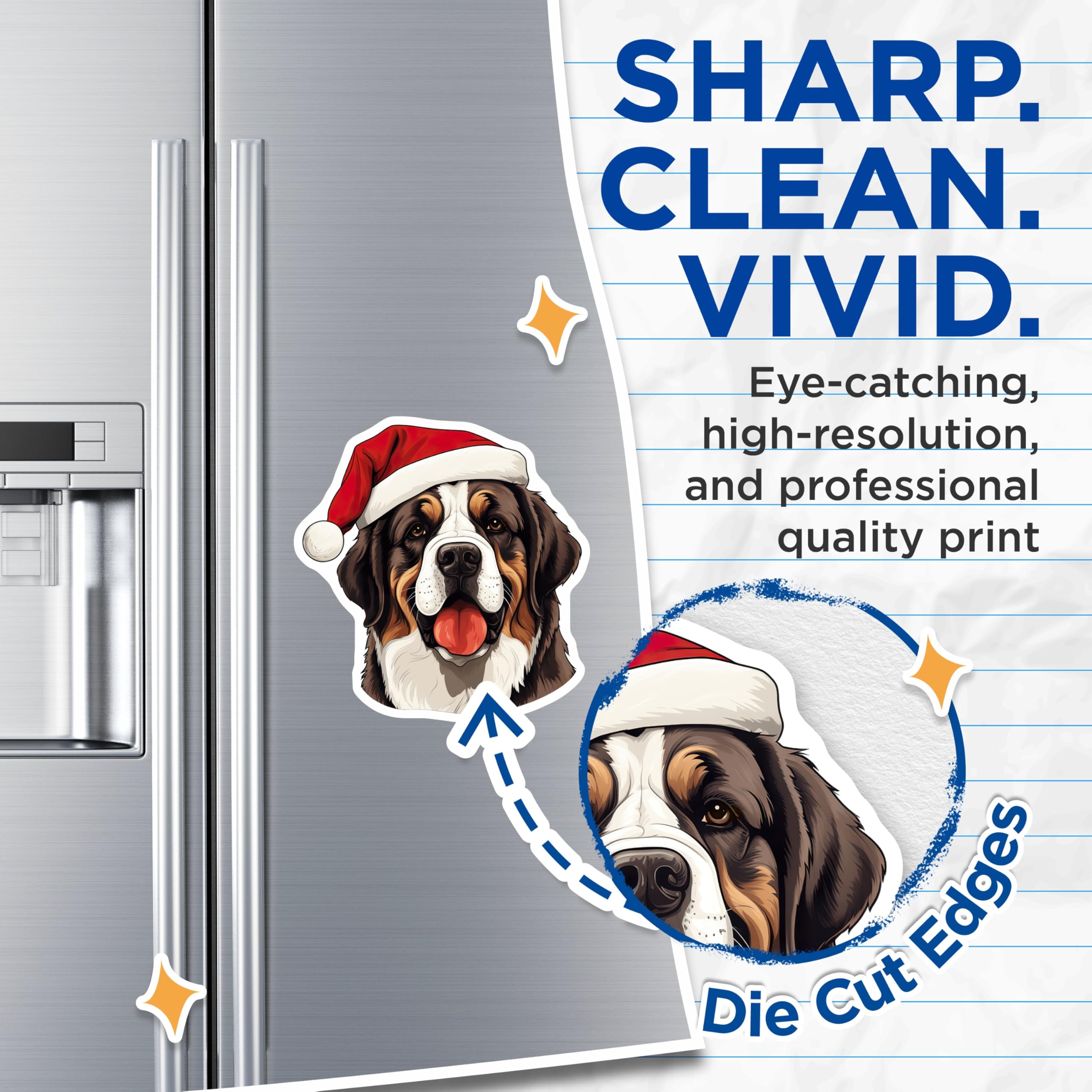 (2 Pack) Bernese Mountain Dog Magnets - Christmas Dog Decor - Holiday Pet Art - 5 Inches On Longest Side - Thick Durable Magnet - Made in USA - MAG25299