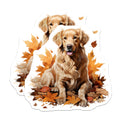 (2 Pack) Golden Retriever Magnets - Autumn Dog Decor - Fall Leaves Pet Parent - Cute Dog Refrigerator Locker Decor - 5 Inches On Longest Side - Thick Durable Magnet - Made in USA - MAG29674