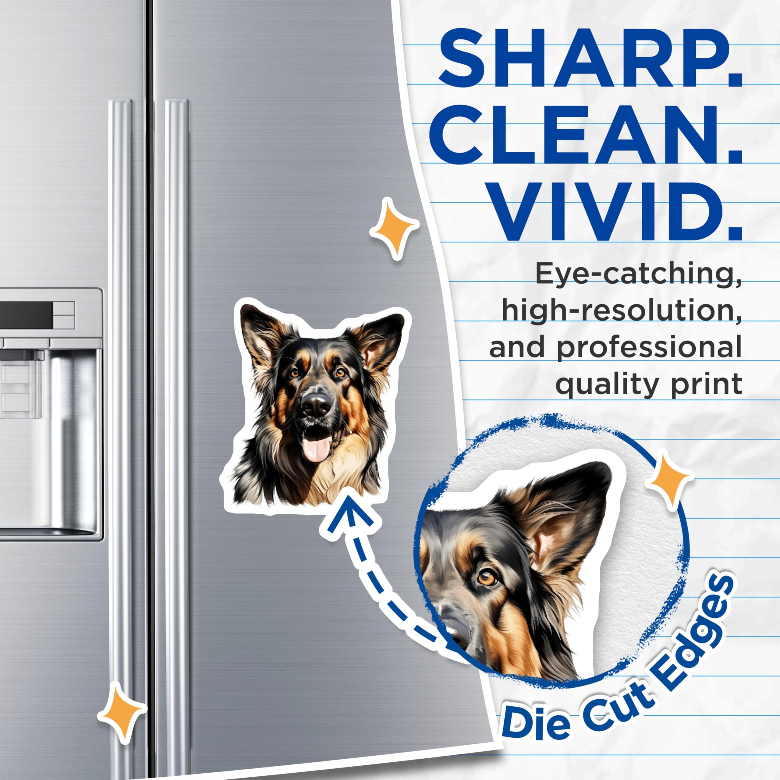 (2 Pack) German Shepherd Magnets - Dog Mom Gift Idea - Animal Lover Decor - 5 Inches On Longest Side - Thick Durable Magnet - Made in USA - MAG29473