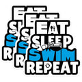 (3 Pack) Eat Sleep Swim Repeat Decals - Swimming Decal - Swimmer Decal - 3 Inches On Longest Side - Easy Peel & Apply - Made in USA - 3MCS7487