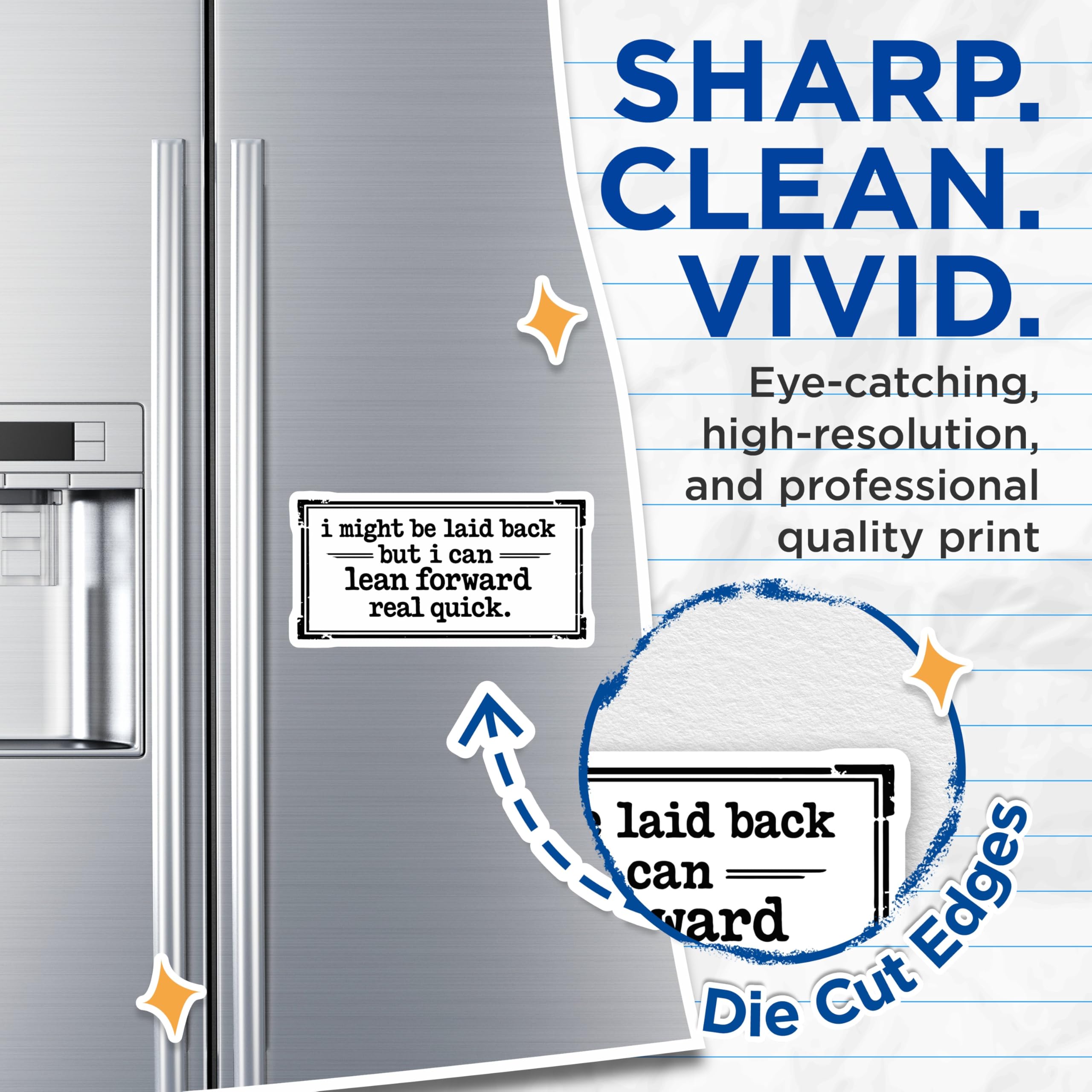 (2 Pack) Laid Back Quote Magnets - Lean Forward Saying Decor - Sassy Attitude Refrigerator Magnets - 5 Inches On Longest Side - Thick Durable Magnet - Made in USA - MAG22714