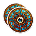 (2 Pack) Stained Glass Eye Stickers - All Seeing Eye Decals - Mystical Mandala Art - 5" On Longest Side - Sticks to Smooth Flat Surfaces - Made in USA - BMCS21030