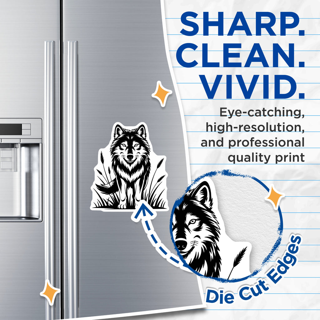 (2 Pack) Forest Wolf Magnets - Wildlife Decor - Woodland Animal Art - Nature Lover - Fridge Cabinet Magnets - 5 Inches On Longest Side - Thick Durable Magnet - Made in USA - MAG36342