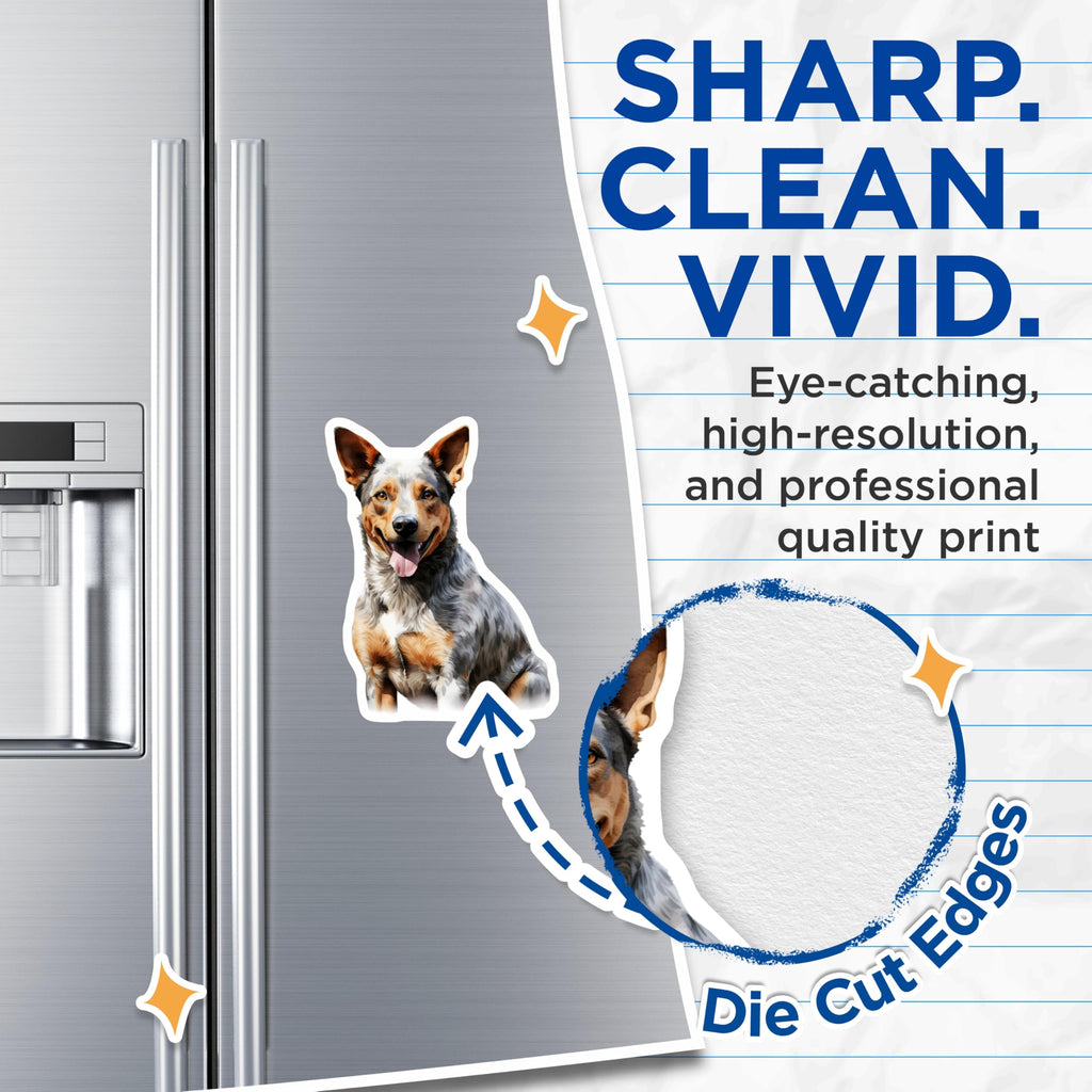 (2 Pack) Blue Heeler Magnets - Australian Cattle Dog Decor - Dog Mom Fridge Art - Pet Lover Refrigerator Magnets - 5 Inches On Longest Side - Thick Durable Magnet - Made in USA - MAG30046