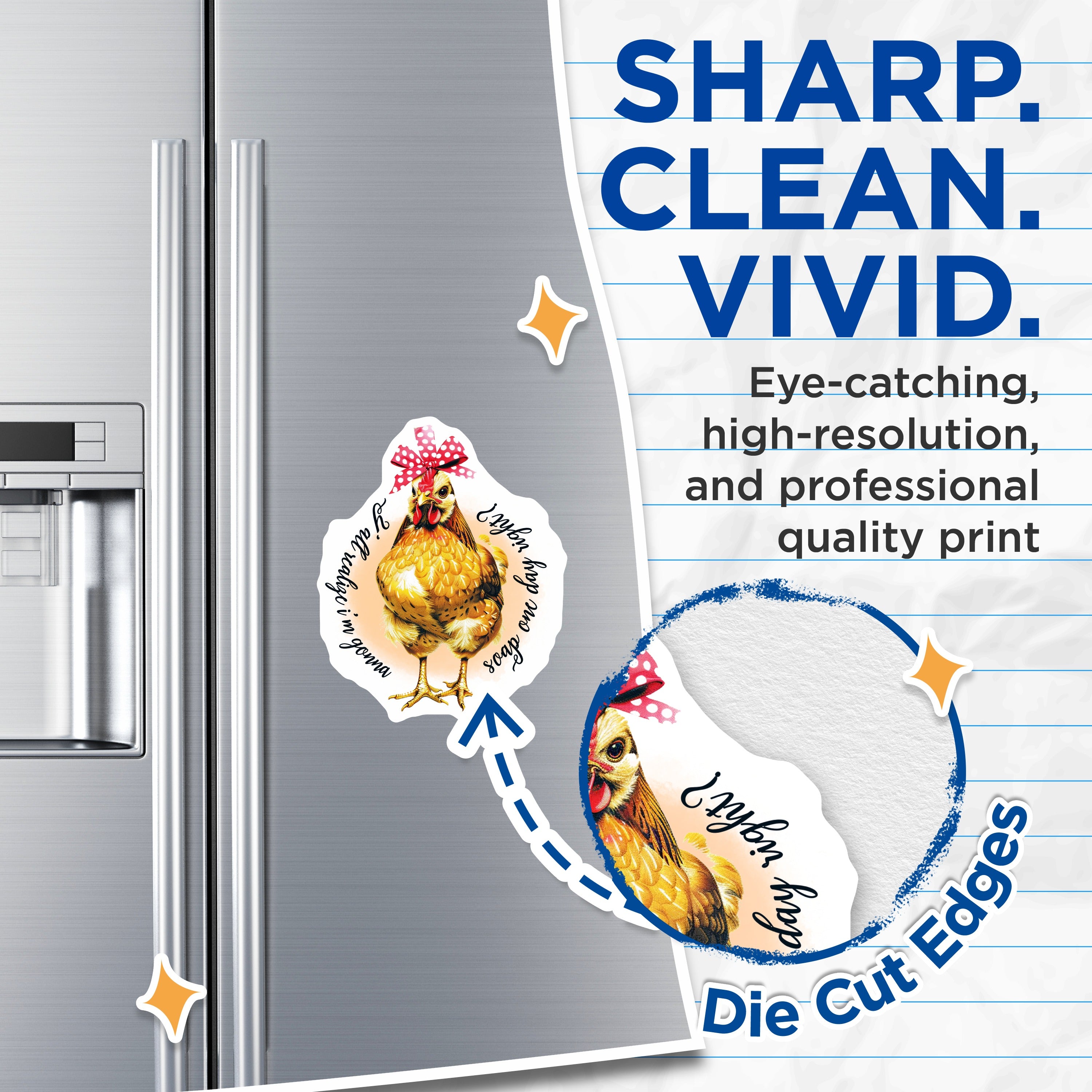 (2 Pack) Funny Chicken Magnets - Sarcastic Hen Quote - Farmhouse Kitchen Decor - Snappy Animal Refrigerator Magnets - 5 Inches On Longest Side - Thick Durable Magnet - Made in USA - MAG37956