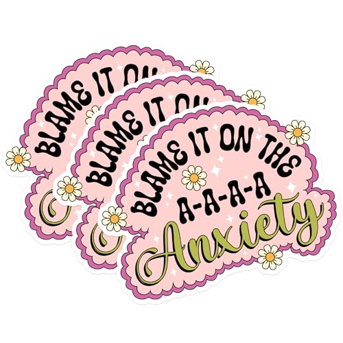 (3 Pack) Blame It on Anxiety Decals - Mental Health Sticker - Laptop Decals - 3 Inches On Longest Side - Easy Peel & Apply - Made in USA - 3MCS1656