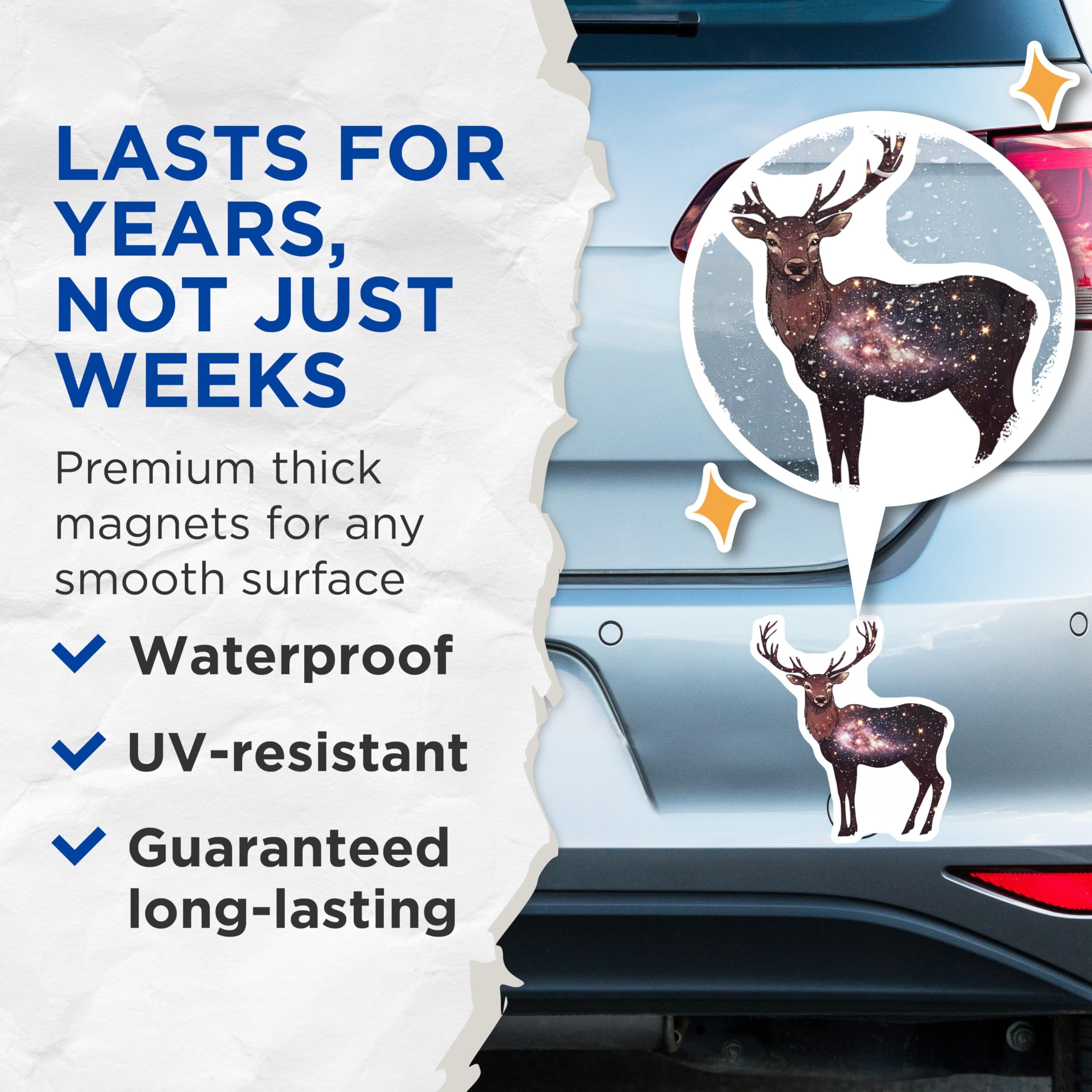 (2 Pack) Deer Magnets - Galaxy Stag - Cosmic Animal Fridge Magnets - 5" On Longest Side - Premium Magnet - for Cars, Refrigerators, Toolboxes, Lockers - Made in USA - MAG16145
