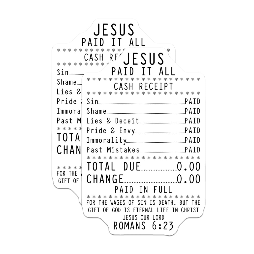 (2 Pack) Jesus Paid It All Magnets - Christian Faith Magnets - Romans 6 23 Scripture - Spiritual Home Decor - 5 Inches On Longest Side - Thick Durable Magnet - Made in USA - MAG30774