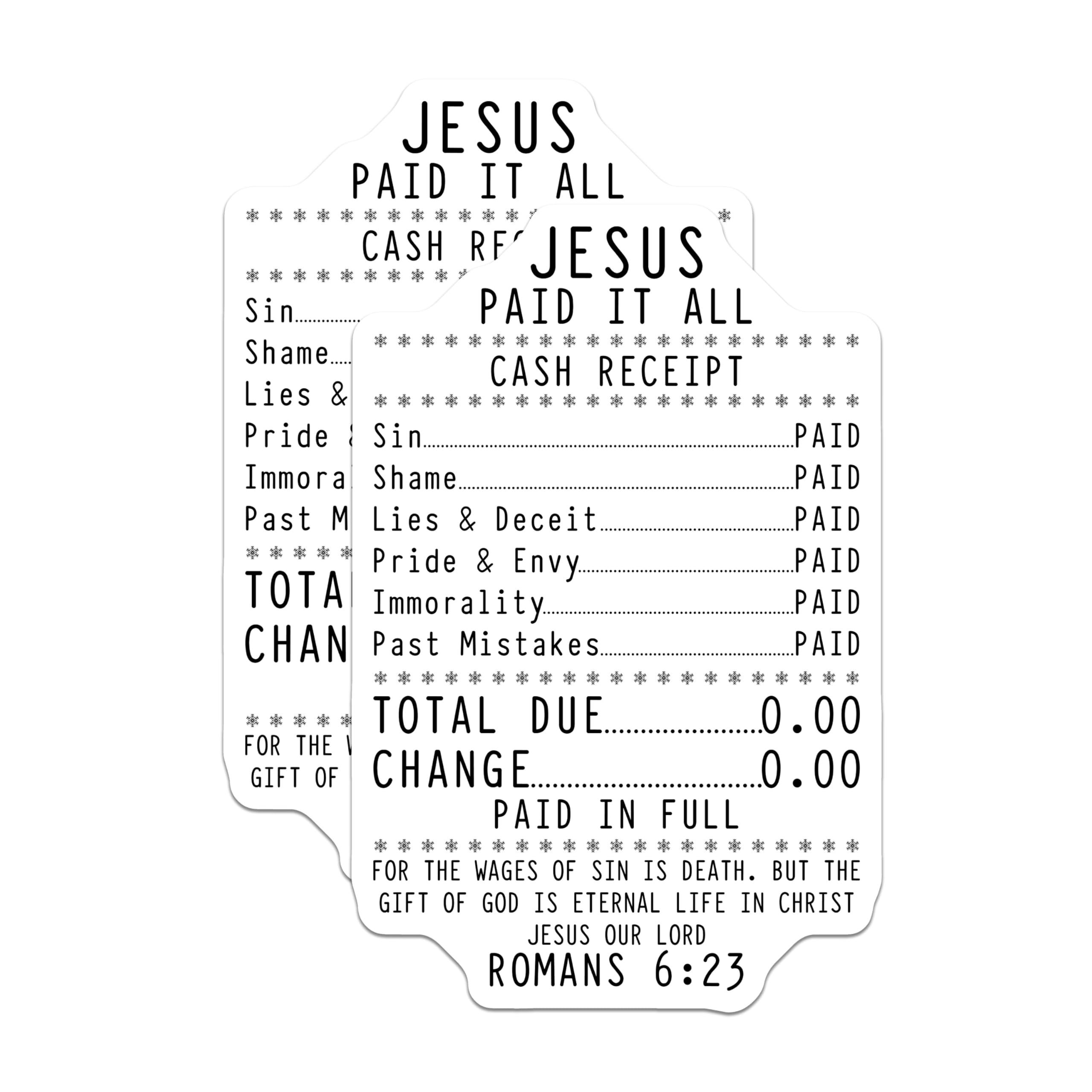 (2 Pack) Jesus Paid It All Magnets - Christian Faith Magnets - Romans 6 23 Scripture - Spiritual Home Decor - 5 Inches On Longest Side - Thick Durable Magnet - Made in USA - MAG30774